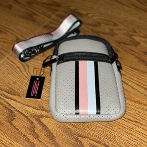 HAUTE SHORE posh Crossbody Bag Pink Grey White Neoprene NWT